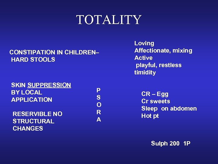 TOTALITY CONSTIPATION IN CHILDREN– HARD STOOLS SKIN SUPPRESSION BY LOCAL APPLICATION RESERVIBLE NO STRUCTURAL