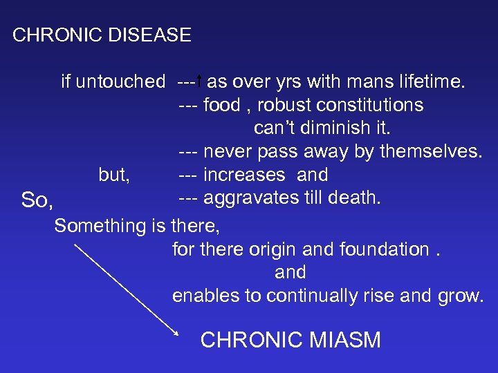 CHRONIC DISEASE if untouched --- as over yrs with mans lifetime. --- food ,