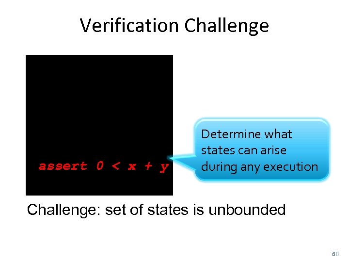 Verification Challenge main(int i) { int x=3, y=1; do { y = y +