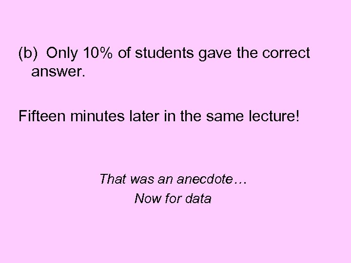 (b) Only 10% of students gave the correct answer. Fifteen minutes later in the