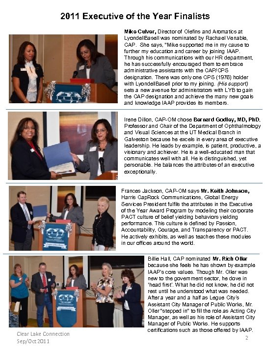 2011 Executive of the Year Finalists Mike Culver, Director of Olefins and Aromatics at