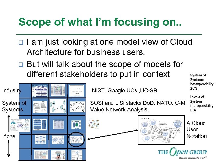 Scope of what I’m focusing on. . q q Industry System of Systems Ideas