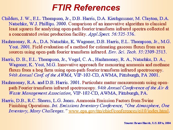 FTIR References Childers, J. W. , E. L. Thompson, Jr. , D. B. Harris,