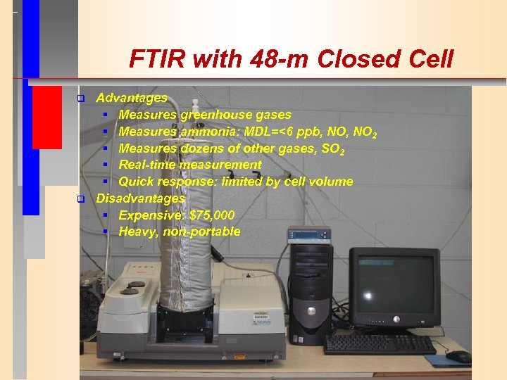 FTIR with 48 -m Closed Cell q q Advantages § Measures greenhouse gases §