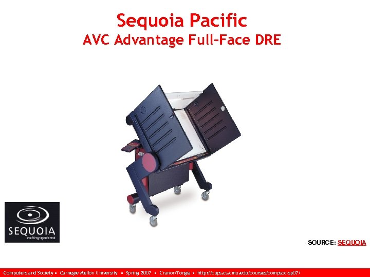 Sequoia Pacific AVC Advantage Full-Face DRE SOURCE: SEQUOIA Computers and Society • Carnegie Mellon