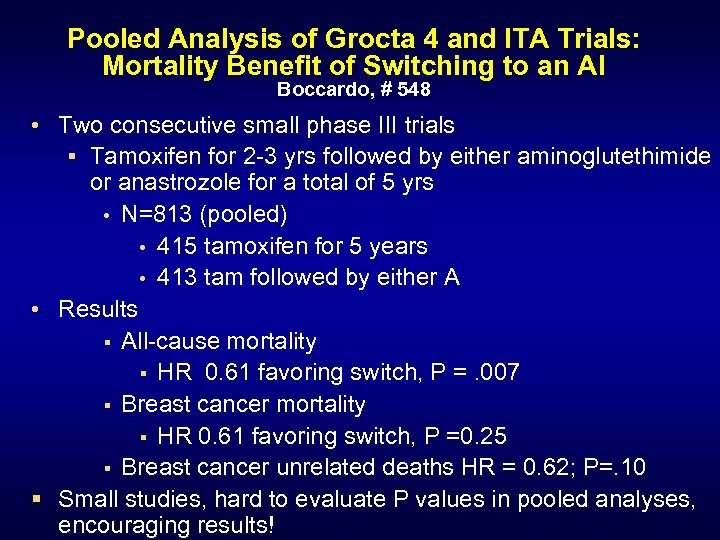 Pooled Analysis of Grocta 4 and ITA Trials: Mortality Benefit of Switching to an