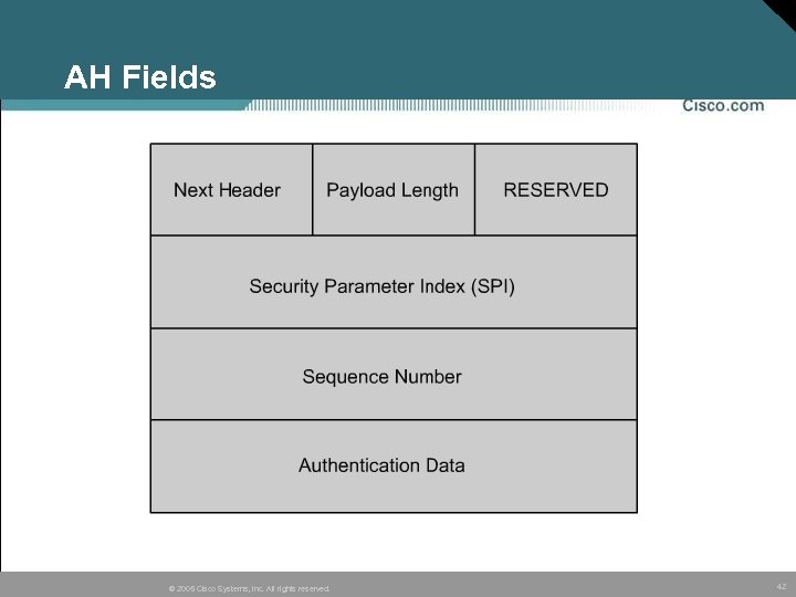 AH Fields © 2005 Cisco Systems, Inc. All rights reserved. 42 