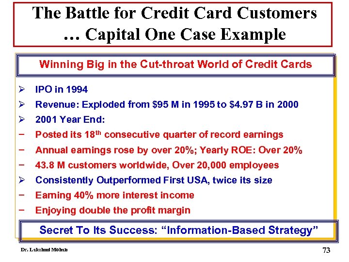 The Battle for Credit Card Customers … Capital One Case Example Winning Big in