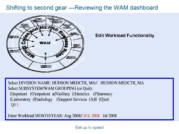 Shifting to second gear —Reviewing the WAM dashboard Edit Workload Functionality Get up to