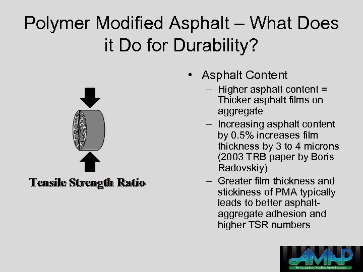 Polymer Modified Asphalt – What Does it Do for Durability? • Asphalt Content –