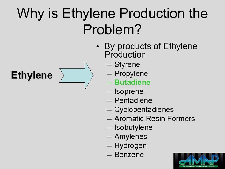 Why is Ethylene Production the Problem? • By-products of Ethylene Production Ethylene – –
