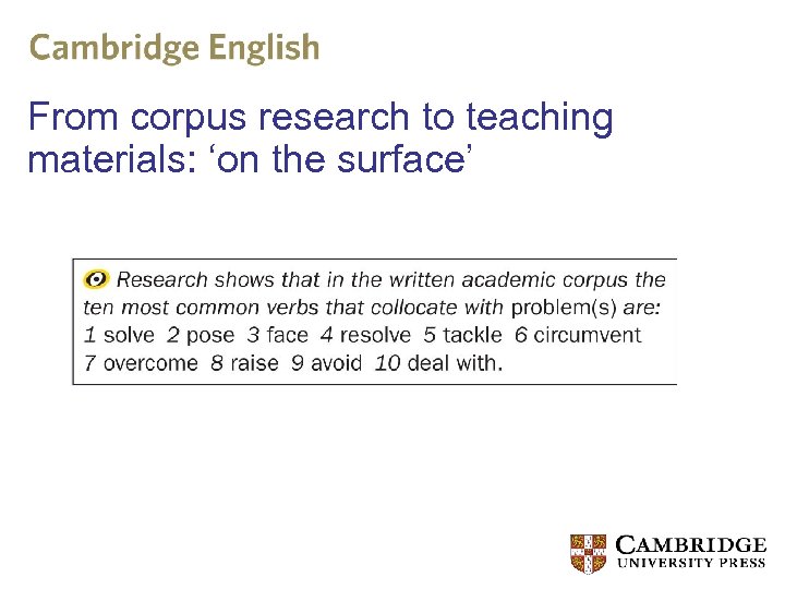 From corpus research to teaching materials: ‘on the surface’ 
