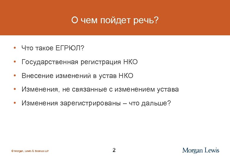 О чем пойдет речь? • Что такое ЕГРЮЛ? • Государственная регистрация НКО • Внесение