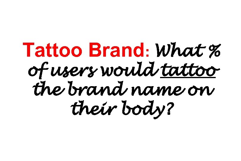 Tattoo Brand: What % of users would tattoo the brand name on their body?