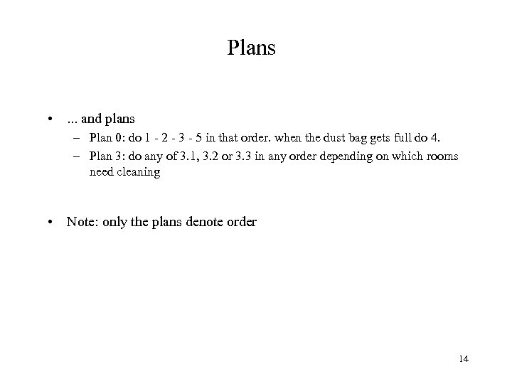 Plans • . . . and plans – Plan 0: do 1 - 2