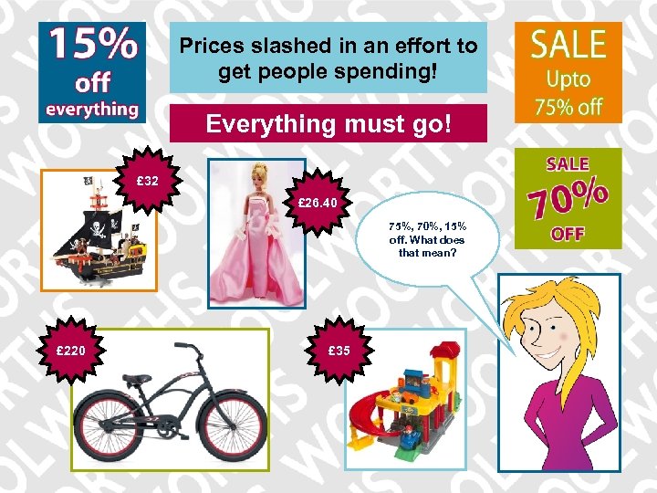 Prices slashed in an effort to get people spending! Everything must go! £ 32