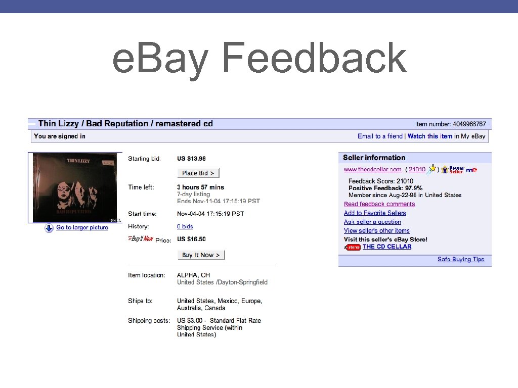 e. Bay Feedback 