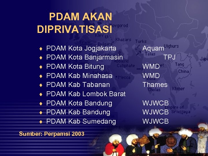 PDAM AKAN DIPRIVATISASI ¨ ¨ ¨ ¨ ¨ PDAM Kota Jogjakarta PDAM Kota Banjarmasin