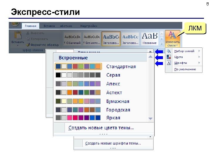 8 Экспресс-стили ЛКМ 