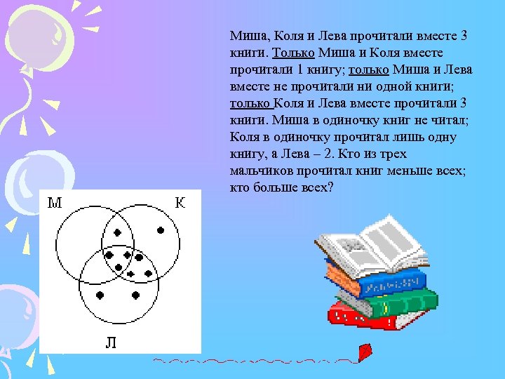 Коля вместе. Миша Коля Лева вместе прочитали 3 книги. Миша Коля Лева вместе прочитали 1 книгу. Коля и Миша. Миша Коля и Лева прочитали вместе 3 книги 5 книг.