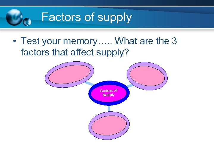 Factors of supply • Test your memory…. . What are the 3 factors that