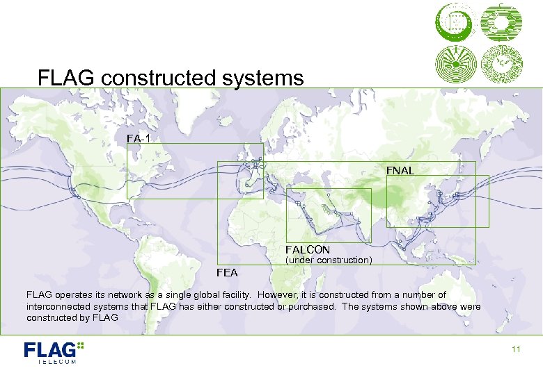 FLAG constructed systems FA-1 FNAL FALCON (under construction) FEA FLAG operates its network as