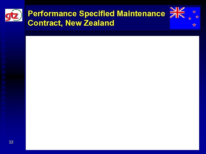Performance Specified Maintenance Contract, New Zealand 32 