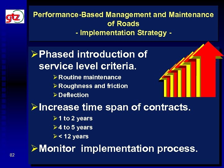 Performance-Based Management and Maintenance of Roads - Implementation Strategy - Ø Phased introduction of