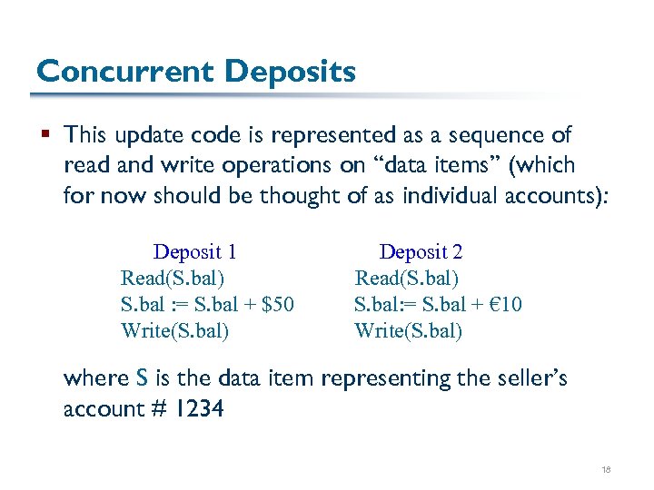 Concurrent Deposits § This update code is represented as a sequence of read and