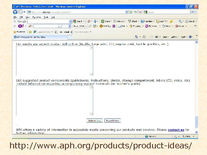 http: //www. aph. org/products/product-ideas/ 