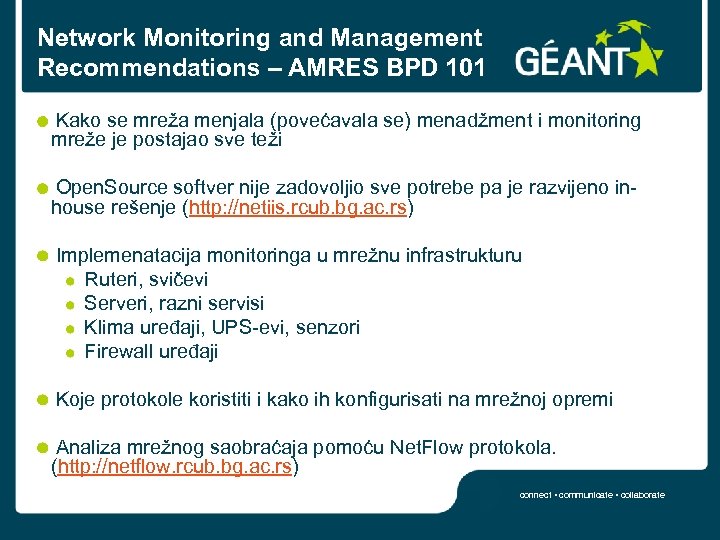 Network Monitoring and Management Recommendations – AMRES BPD 101 Kako se mreža menjala (povećavala