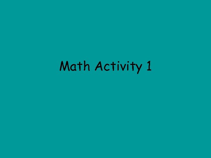 Math Activity 1 