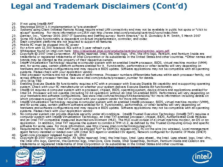 Legal and Trademark Disclaimers (Cont’d) 20. 21. 22. 23. 24. 25. 26. 27. 28.