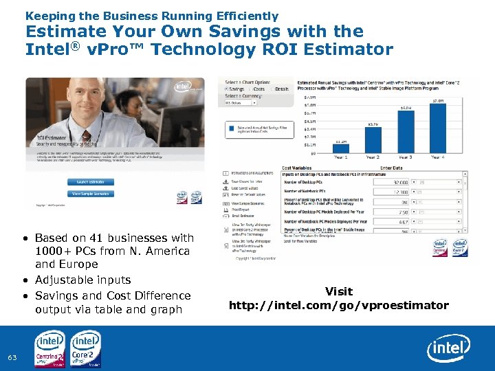 Keeping the Business Running Efficiently Estimate Your Own Savings with the Intel® v. Pro™