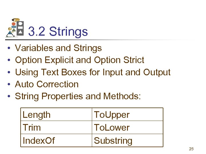 3. 2 Strings • • • Variables and Strings Option Explicit and Option Strict