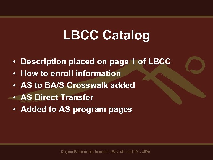 LBCC Catalog • • • Description placed on page 1 of LBCC How to