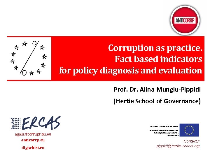 Corruption as practice. Fact based indicators for policy diagnosis and evaluation. Prof. Dr. Alina