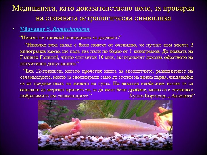 Медицината, като доказателствено поле, за проверка на сложната астрологическа символика • Vilayanur S. Ramachandran