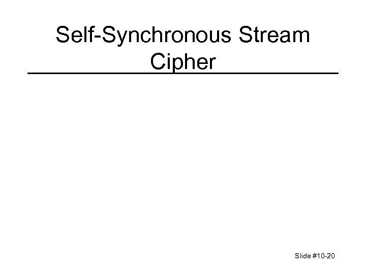 Self-Synchronous Stream Cipher Slide #10 -20 