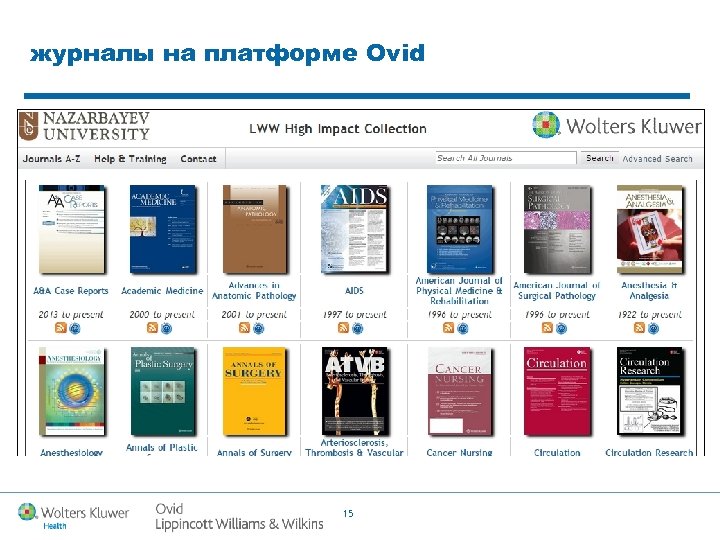 журналы на платформе Ovid 15 