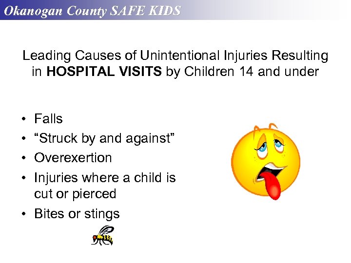 Okanogan County SAFE KIDS Leading Causes of Unintentional Injuries Resulting in HOSPITAL VISITS by