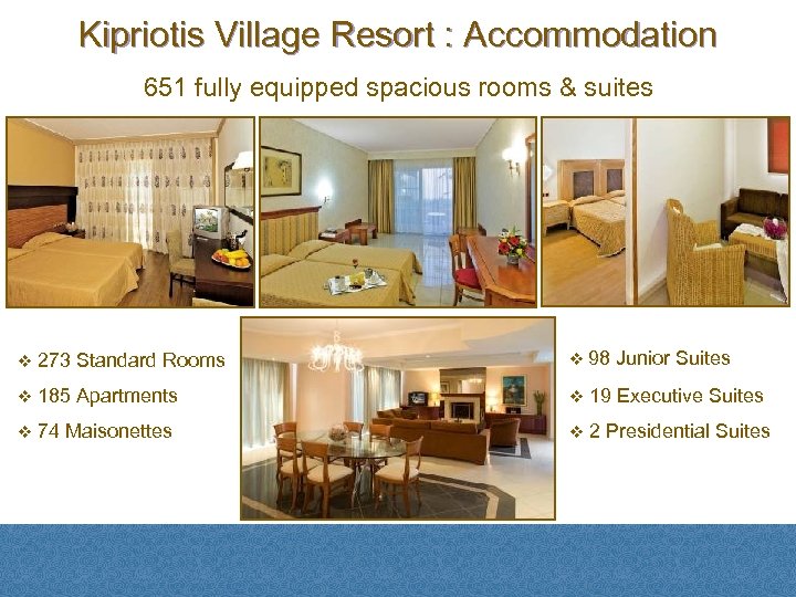 Kipriotis Village Resort : Accommodation 651 fully equipped spacious rooms & suites v 273