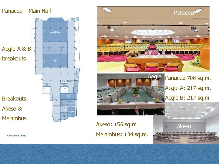 Panacea – Main Hall Panacea Aegle A & B breakouts Aegle Panacea 708 sq.