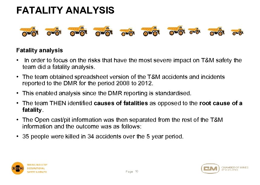 FATALITY ANALYSIS Fatality analysis • In order to focus on the risks that have