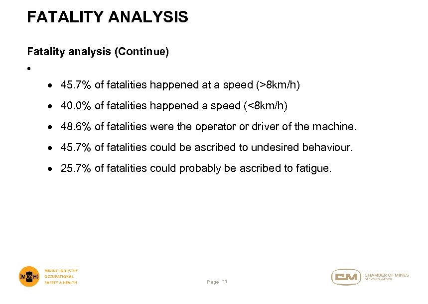 FATALITY ANALYSIS Fatality analysis (Continue) • 45. 7% of fatalities happened at a speed