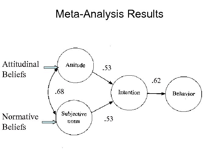 Meta-Analysis Results Attitudinal Beliefs . 53. 62. 68 Normative Beliefs . 53 