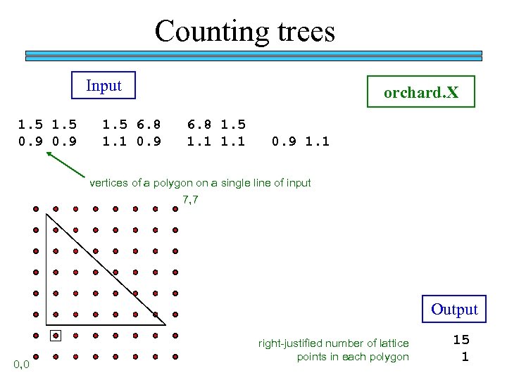 Counting trees Input 1. 5 0. 9 1. 5 6. 8 1. 1 0.