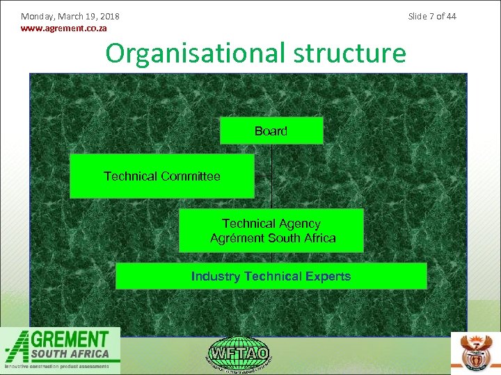 Monday, March 19, 2018 www. agrement. co. za Slide 7 of 44 Organisational structure