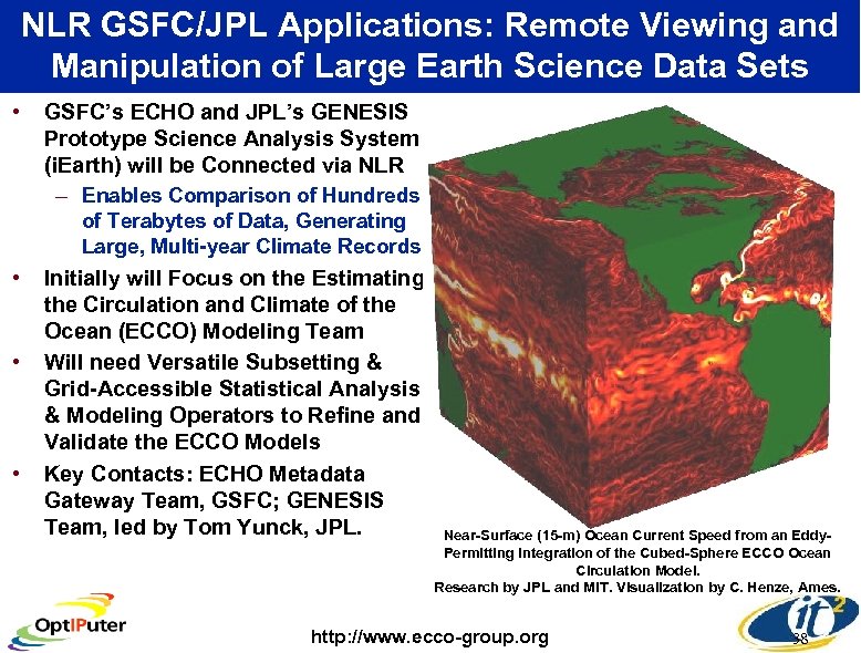 NLR GSFC/JPL Applications: Remote Viewing and Manipulation of Large Earth Science Data Sets •