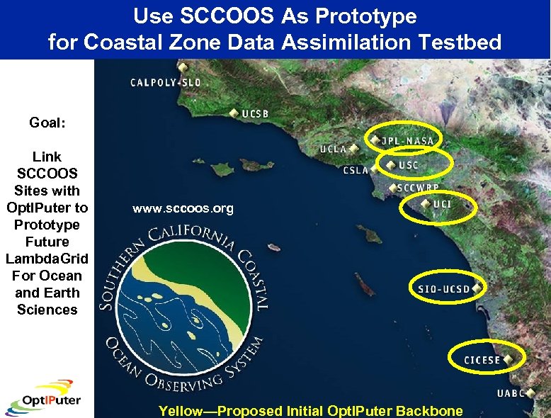 Use SCCOOS As Prototype for Coastal Zone Data Assimilation Testbed Goal: Link SCCOOS Sites